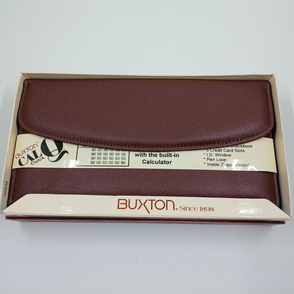 Buxton Leather‎ Wallet Checkclutch Womens One Size Brown CAL-Q Calculator New